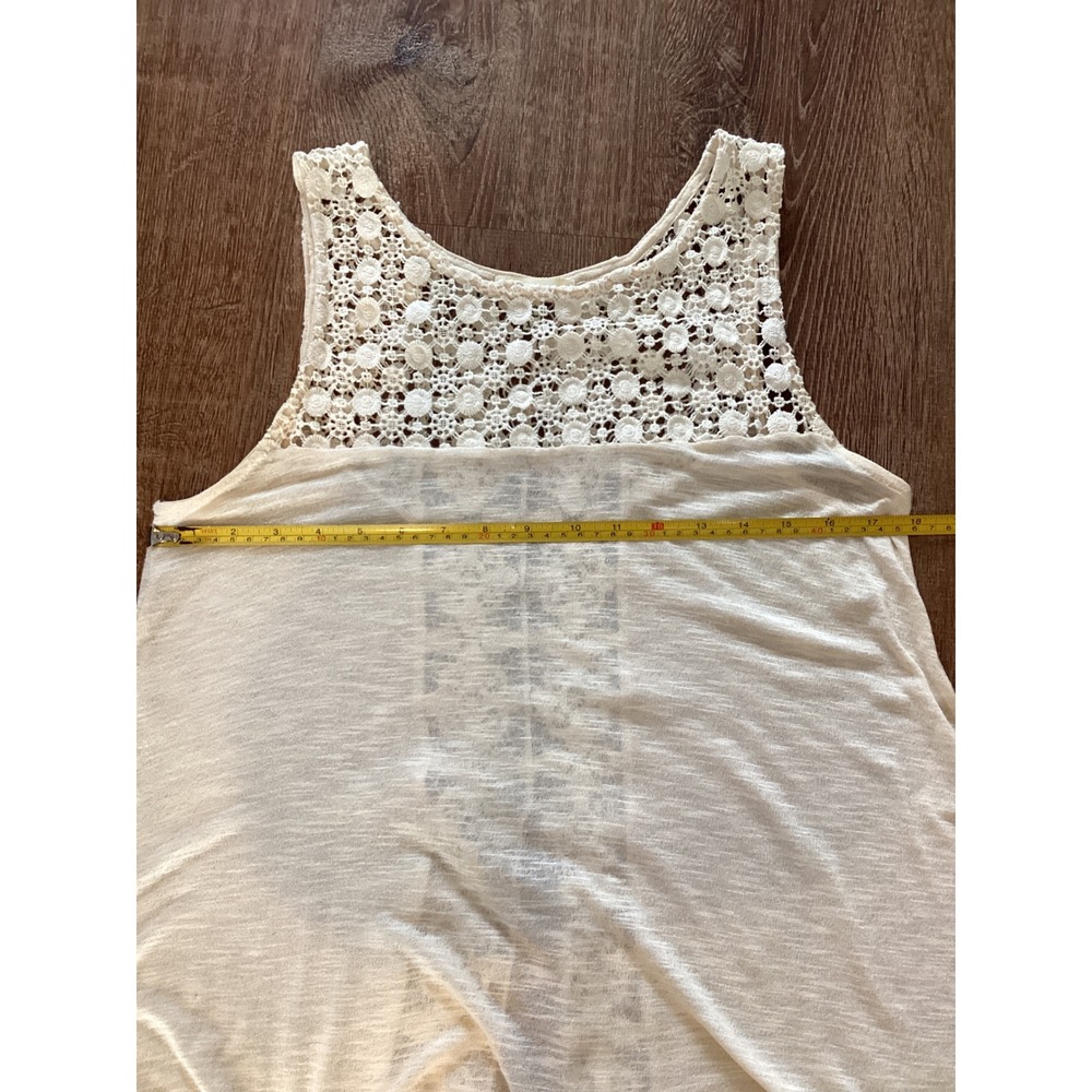 Monteau Cream Crochet Lace Overlay Sleeveless Tunic Top Women's XL L - Picture 5 of 6